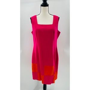 Lois‎ Snyder Dani Max Pink/Orange Checker Sleeveless Midi Dress